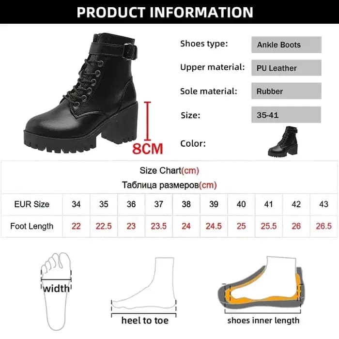 Bottines à talons hauts pour femmes, bottines courtes à plateforme en cuir PU noir, fermeture éclair latérale, talons épais, Punk, 2023
