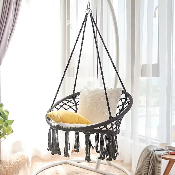 Chaise pivotante d'affrontement hamac, chaises pivotantes en ULde coton avec coussin et kits de quincaillerie, chaises de confrontation pour l'intérieur