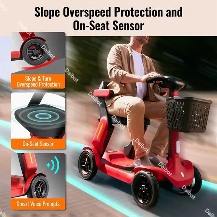 Scooter de mobilité intelligent de voyage pliable 4 roues pré-assemblé avec siège à Induction/remontoir de voix