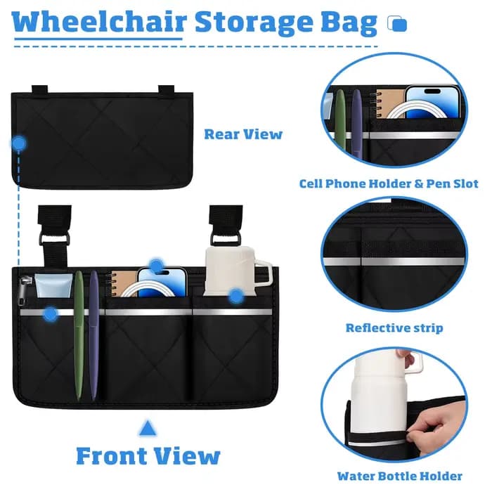 Sac d'accoudoir latéral pour fauteuil roulant