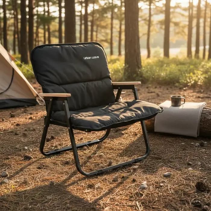 Chaise longue pliante portable pour le camping, mobilier d'extérieur facile à transporter, structure robuste pour le camping et les marchés.