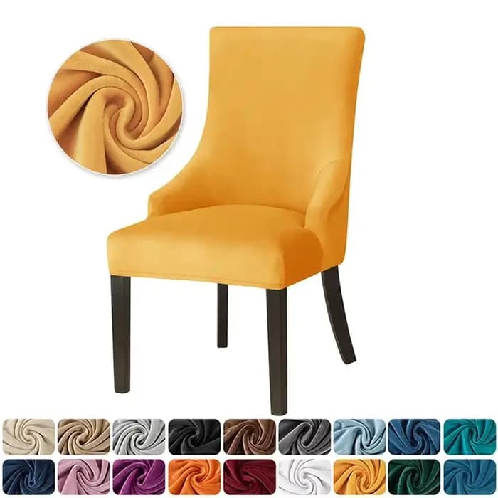 Juste de chaise à oreilles en velours pour salle à manger, housses de chaise à dossier haut, fauteuil incliné, housses pour salle à manger, banquet