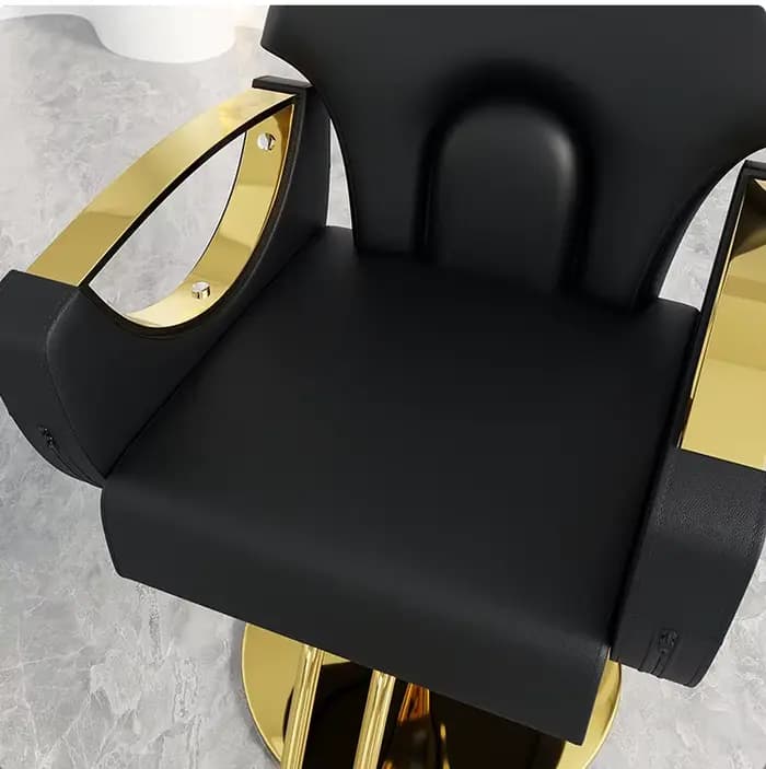 Meubles de Salon de coiffure modernes, maquillage de beauté, chaise de barbier de luxe, chaises de Salon noires et dorées