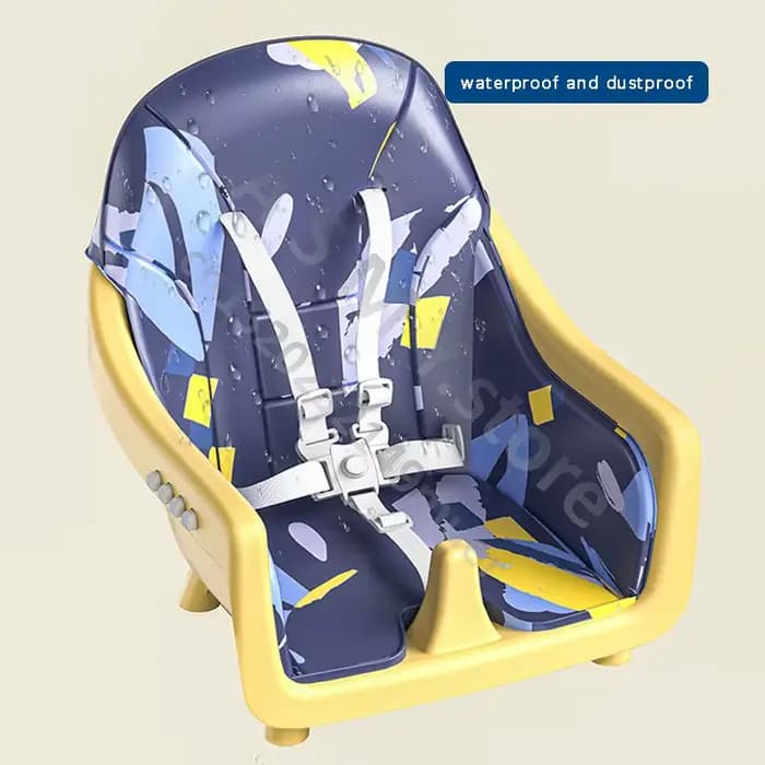 Chaise de salle à manger pour bébé, antidérapante, en cuir PU, réglable en hauteur, pour tout-petits, avec ceinture de sécurité à 3 points, rose/bleu