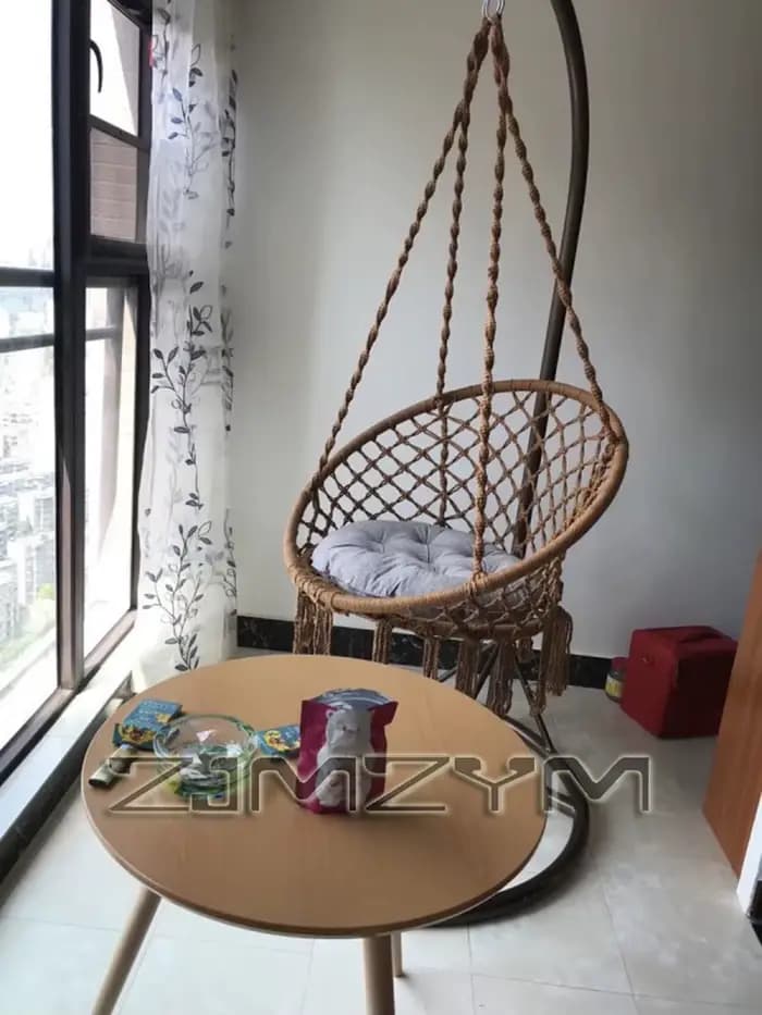 Fauteuil suspendu en macramé tissé à la main, hamac d'extérieur, chaise en corde Y-Stop pour patio, terrasse, jardin, maison, chambre, relaxation intérieure