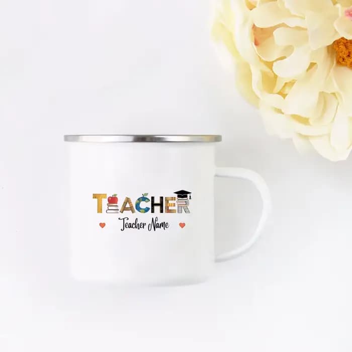 Tasse d'enseignant personnalisée avec nom, merci d'avoir aidé à moi, cadeau de croissance, cadeaux d'appréciation pour enseignant primaire, tasse à café