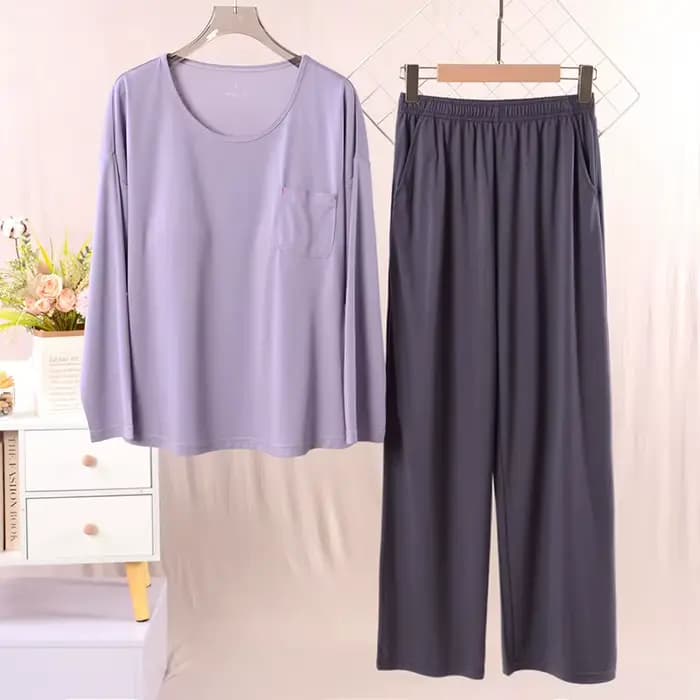 Ensemble pyjama décontracté pour femmes, coussin de poitrine, confortable, Modal, vêtements de nuit, vêtements de maison, manches longues