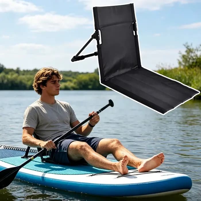 Chaise de camping pliable d'extérieur, chaise inclinable simple pour jardin, parc, pique-nique, camping, bateau, canoë, kayak avec coussin de dossier