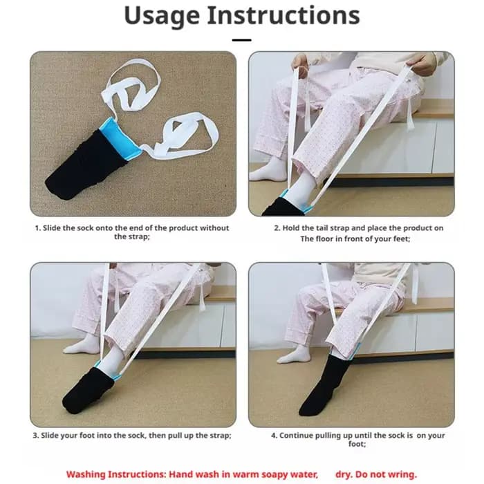 Outil d'aide à la mise des chaussettes sans pliage - Poignée ergonomique en ABS durable pour les personnes âgées