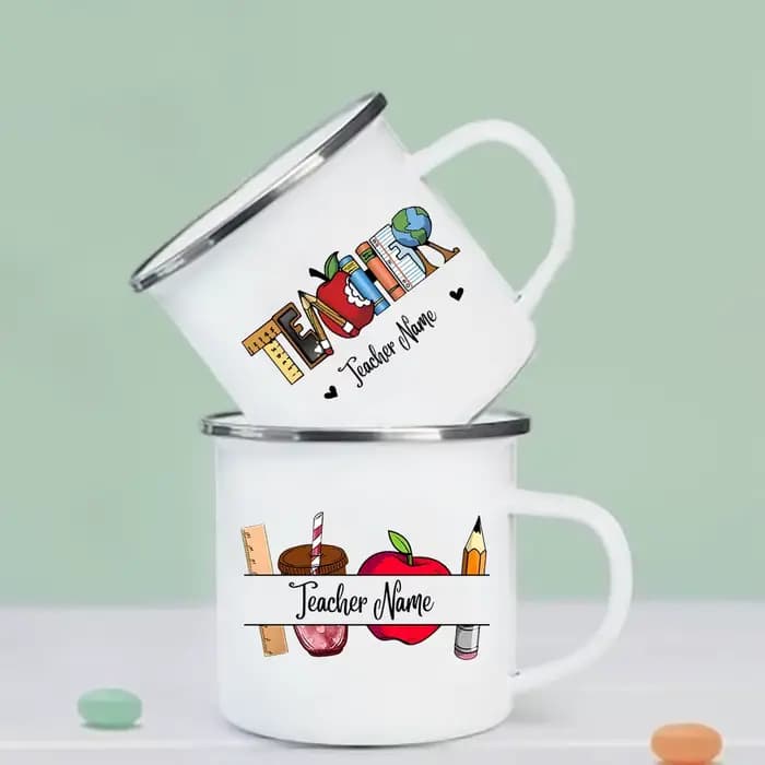 Tasse d'enseignant personnalisée avec nom, merci d'avoir aidé à moi, cadeau de croissance, cadeaux d'appréciation pour enseignant primaire, tasse à café