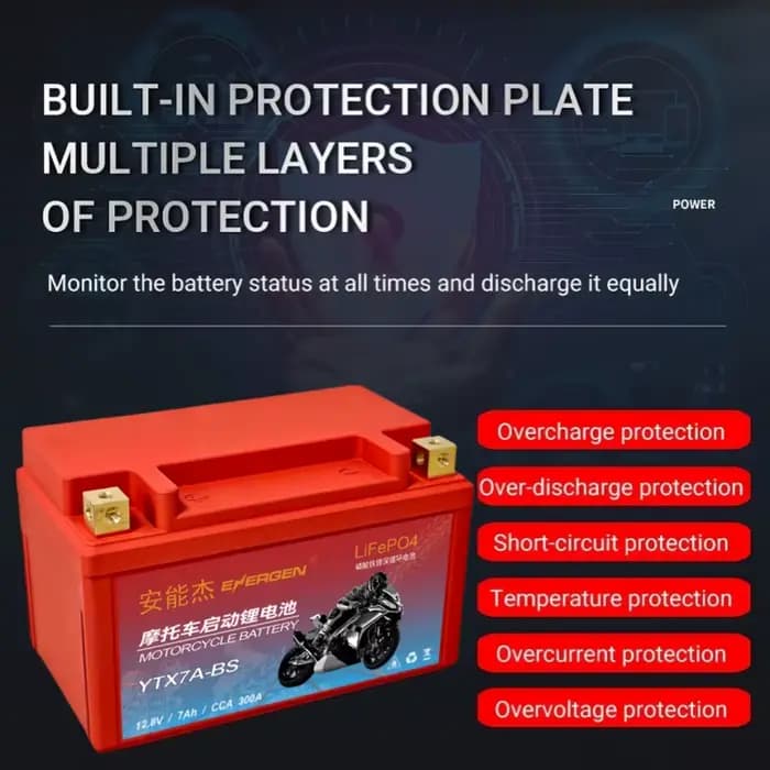 Batterie de moto 12.8V 7Ah 9Ah LiFePO4