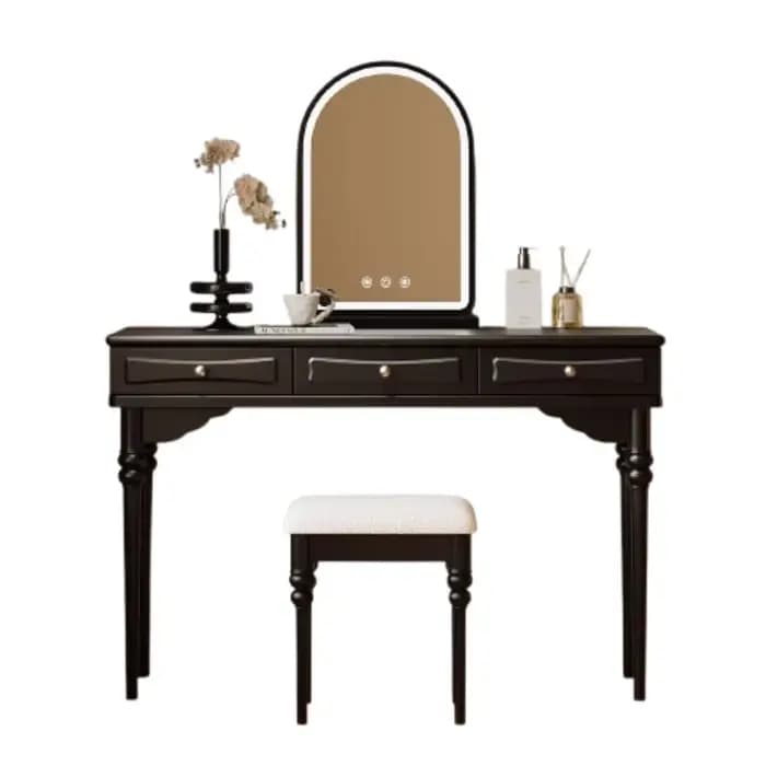 Coiffeuse d'angle pour filles, chaise noire De luxe, boîte De maquillage, tiroirs, organisateur De salle d'ongles, décoration De la maison