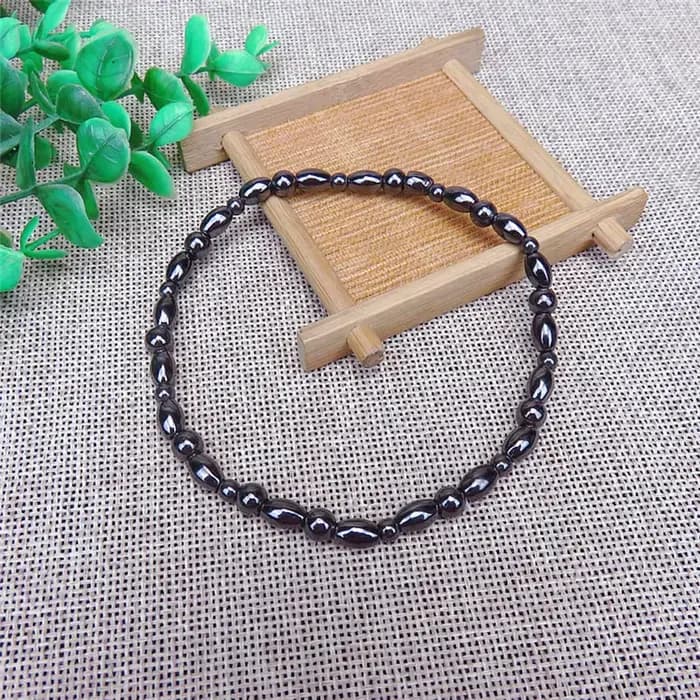 Bracelet en pierre noire magnétique pour perte de poids, avec pendentif porte-bonheur, Bracelet de thérapie à la cheville, produit pour perte de poids, soins de santé