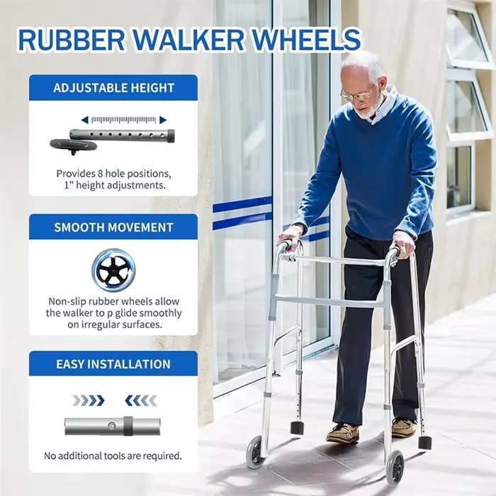 Walker Wheel 5 pouces, remplacement pour marcheurs 1 paire