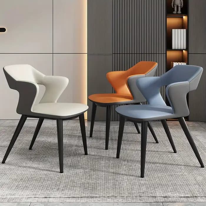 Chaise de salle à manger en cuir de Style français avec dossier, Design creux, adaptée au Clubhouse, hôtel, Restaurant occidental, café, 1 pièce