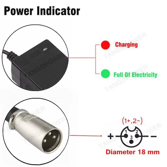 Chargeur de batterie au plomb 24V 5A pour fauteuil roulant électrique 28.8V