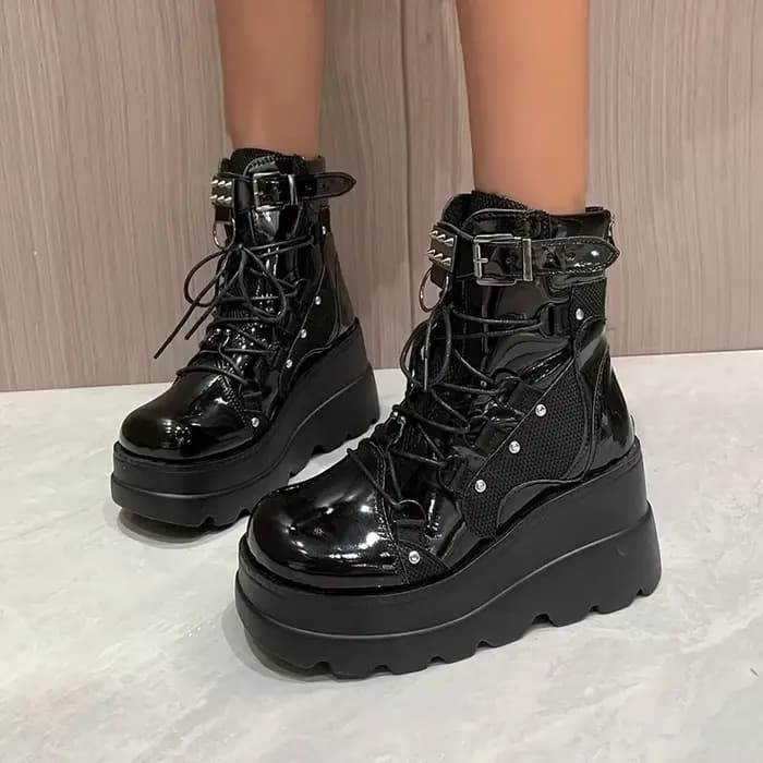 Bottines à plateforme et talons hauts pour femme, chaussures courtes, nouveau Design à la mode, fermeture éclair, Cosplay, automne 2024