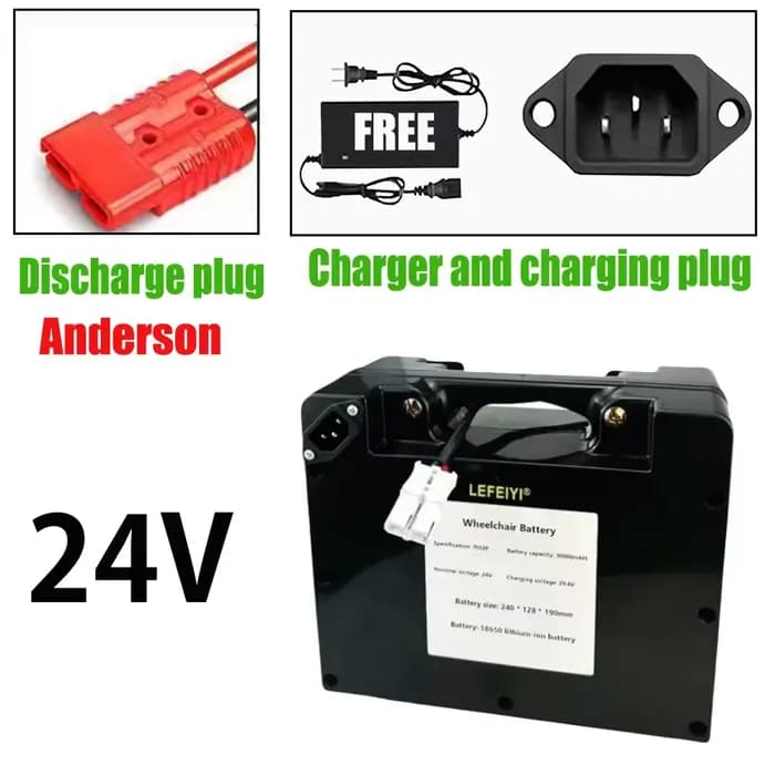 Batterie lithium-ion rechargeable 24V 30ah~80ah pour fauteuil roulant électrique