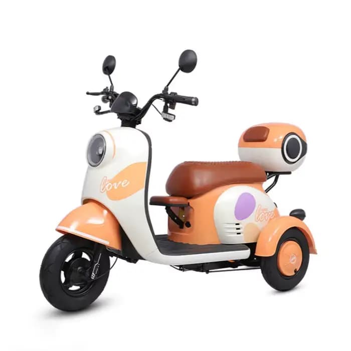 Scooter de mobilité Parents enfant 60V 1000W pour voyage femmes Tricycle électrique avec 3 sièges rouge bleu Orange vert avec panier