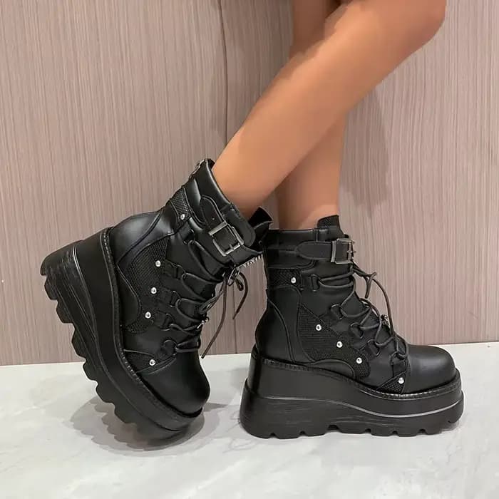 Bottines à plateforme et talons hauts pour femme, chaussures courtes, nouveau Design à la mode, fermeture éclair, Cosplay, automne 2024
