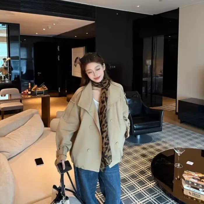 Trench-Coat pour femmes, nouveau Style, élégant, Noble, haut de gamme, léger, luxe, ample, décontracté, Double boutonnage, col montant, 2025