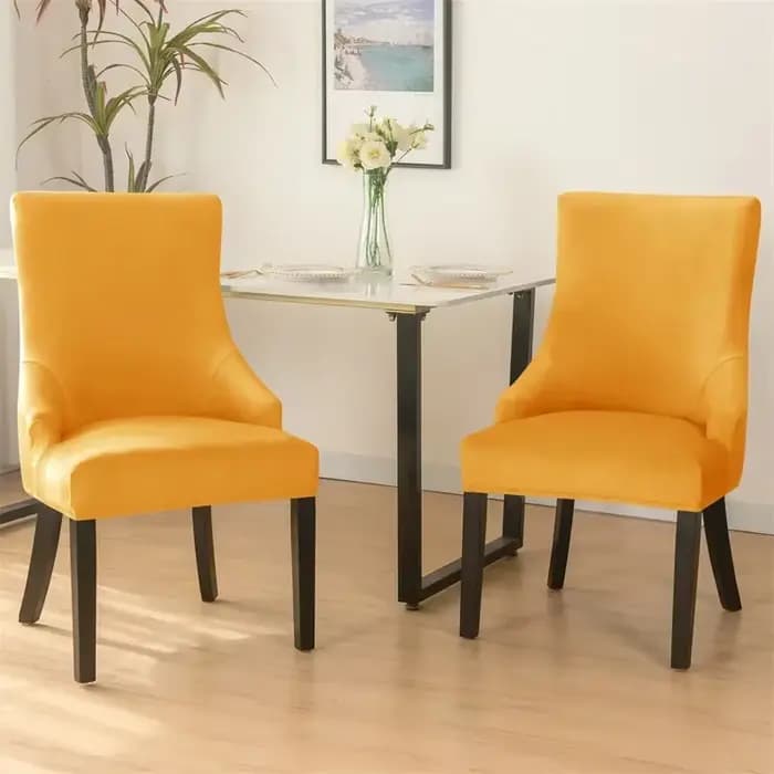 Juste de chaise à oreilles en velours pour salle à manger, housses de chaise à dossier haut, fauteuil incliné, housses pour salle à manger, banquet