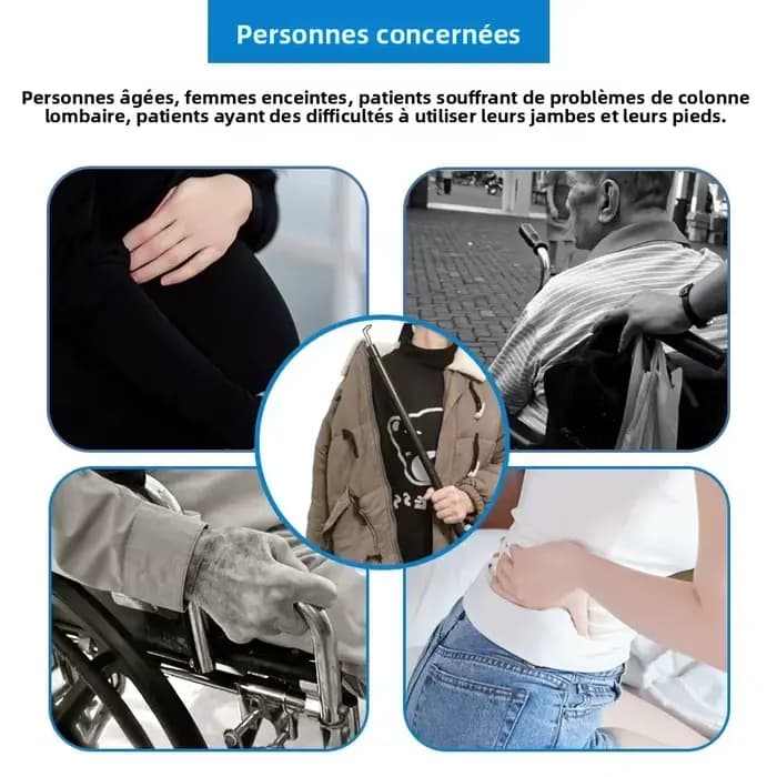 Chausse-pied multifonctionnel détachable pour personnes à mobilité réduite