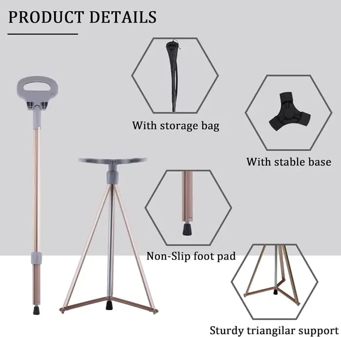 Canne de tabouret pliante pour personnes âgées