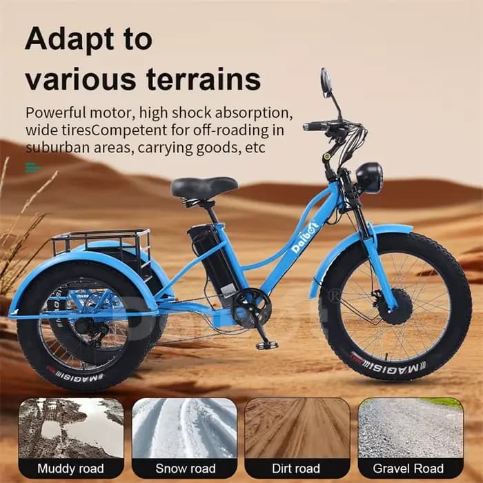 48V 750W vélo électrique pour homme puissant 24 pouces gros pneu