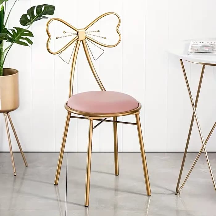 Tabouret de maquillage, tabouret de maquillage, moderne et simple, avec bretelles, coussin de siège, chaise de bureau avec nœud papillon, chaise ergonomique rose