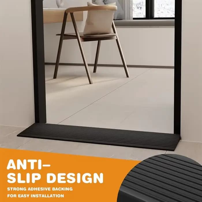 Rampes de seuil noires auto-adhésives pour un accès facile aux portes pour fauteuils roulants et poussettes