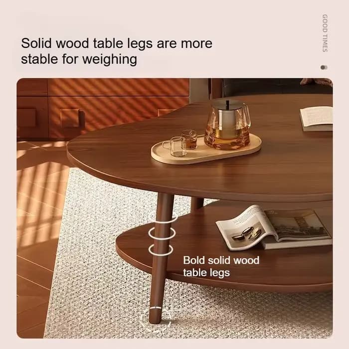 Table basse en bois en forme de nuage, table centrale irrégulière moderne avec rangement, tables d'appoint simples avec pieds pour salon et chambre