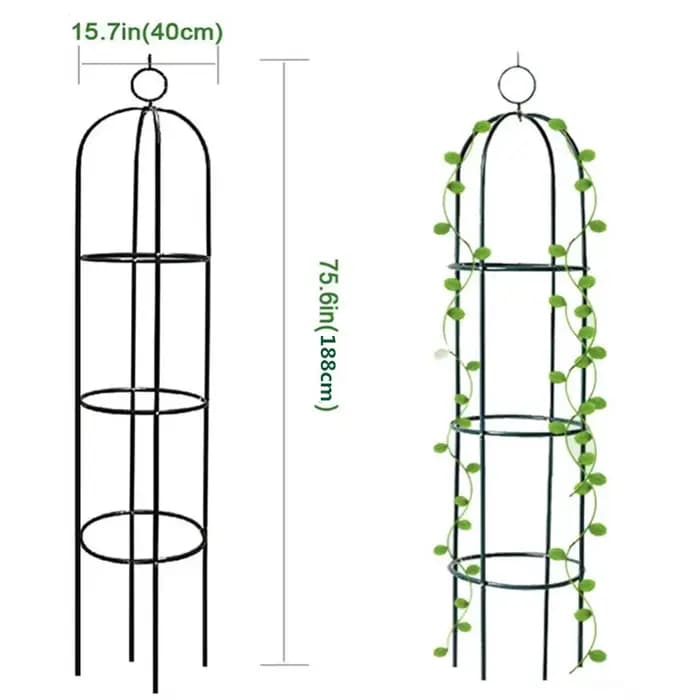 1 pièce Treillis de jardin en métal, Obélisque, 188 cm de hauteur, support pour plantes grimpantes, pour fleurs en pot, vignes, roses et clématites d'extérieur