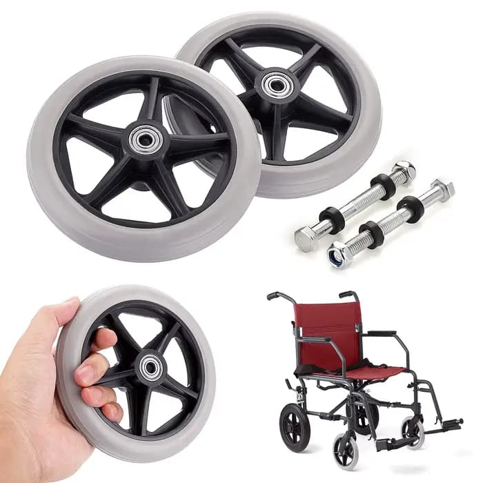2/4 pièces 6 pouces fauteuil roulant en caoutchouc roues avant de remplacement anti-dérapant Rollator Walker