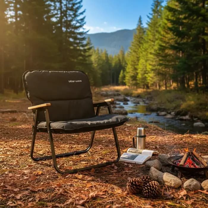 Chaise longue pliante portable pour le camping, mobilier d'extérieur facile à transporter, structure robuste pour le camping et les marchés.