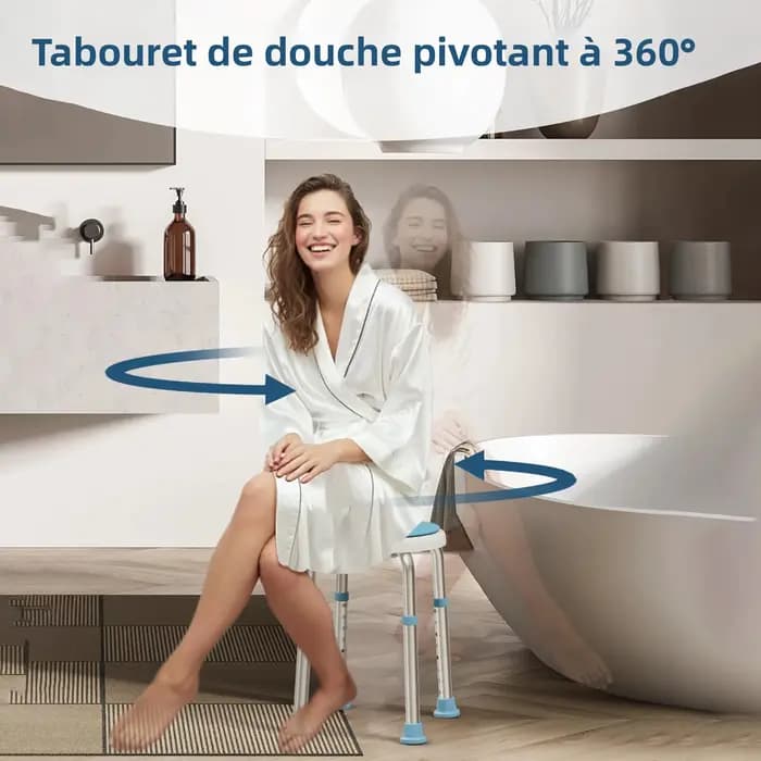 360 ° Tabouret de douche rond rotatif avec siège pivotant