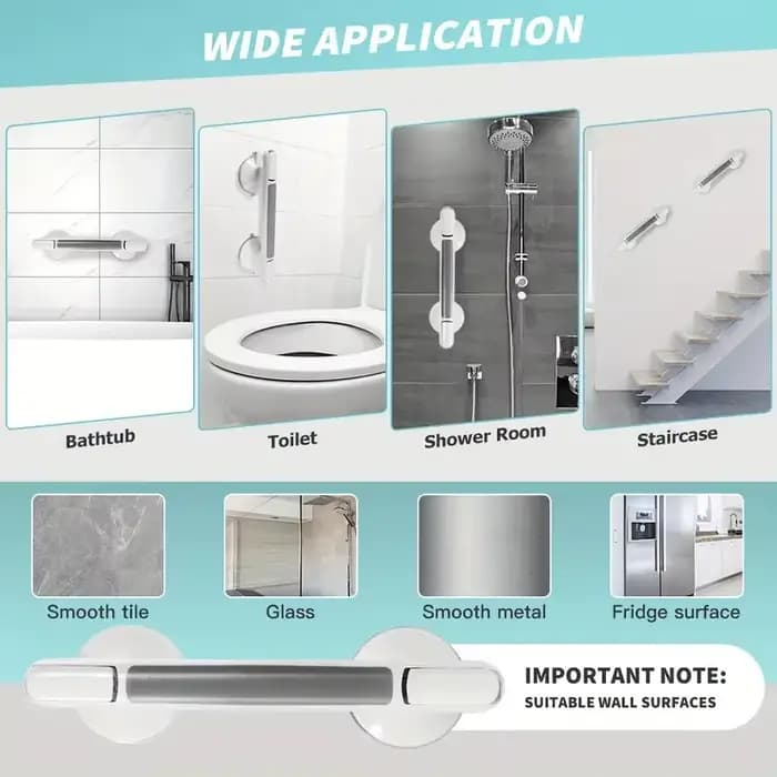 1 barre d'appui de sécurité pour personnes âgées - Installation sans perçage