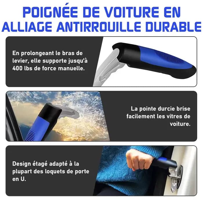 Accoudoir Portière Aide Mobilité Senior - Support 400LB Léger avec Brise-Vitre Urgence