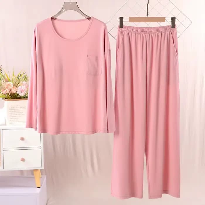 Ensemble pyjama décontracté pour femmes, coussin de poitrine, confortable, Modal, vêtements de nuit, vêtements de maison, manches longues