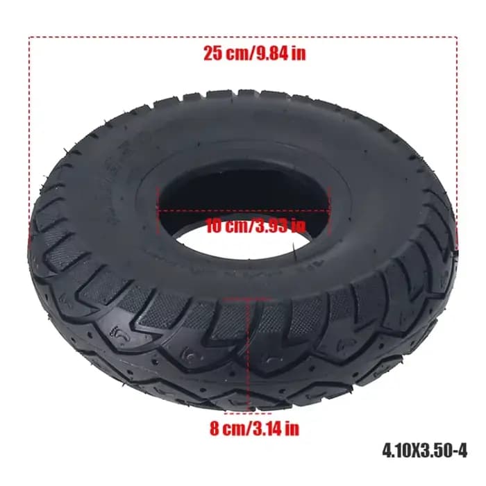 Pneu et chambre à air 4.10/3.50-4 pour chariots de magasin
