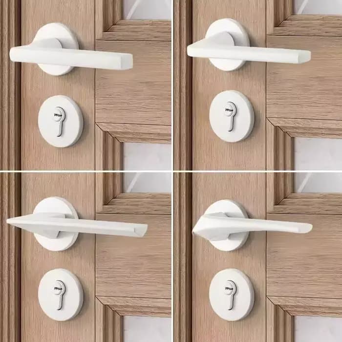 Serrure de porte de chambre blanche, serrure fendue silencieuse, serrure de poignée de porte en bois domestique