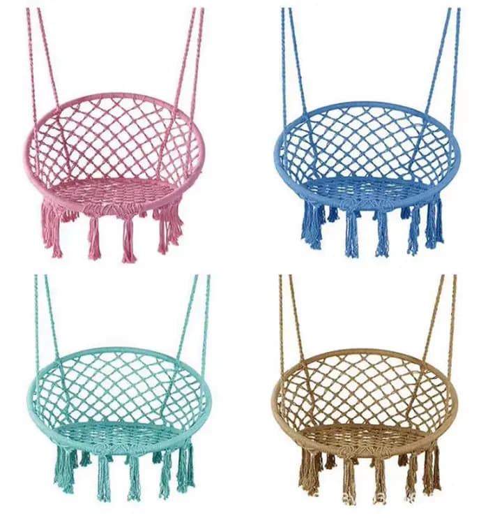 Fauteuil suspendu en macramé tissé à la main, hamac d'extérieur, chaise en corde Y-Stop pour patio, terrasse, jardin, maison, chambre, relaxation intérieure