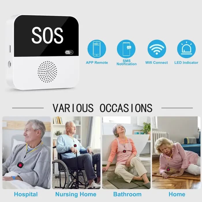 Système de bouton d'appel SOS sans fil WiFi intelligent pour soignant