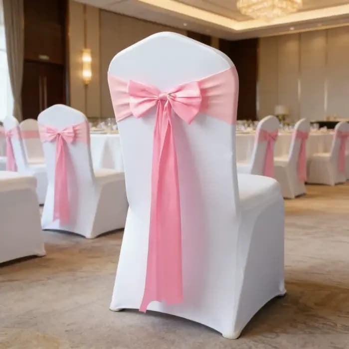 Nœuds de chaise en spandex prêts à l'emploi couleur rose pour décoration de mariage, hôtel, fête d'anniversaire, fête, festival