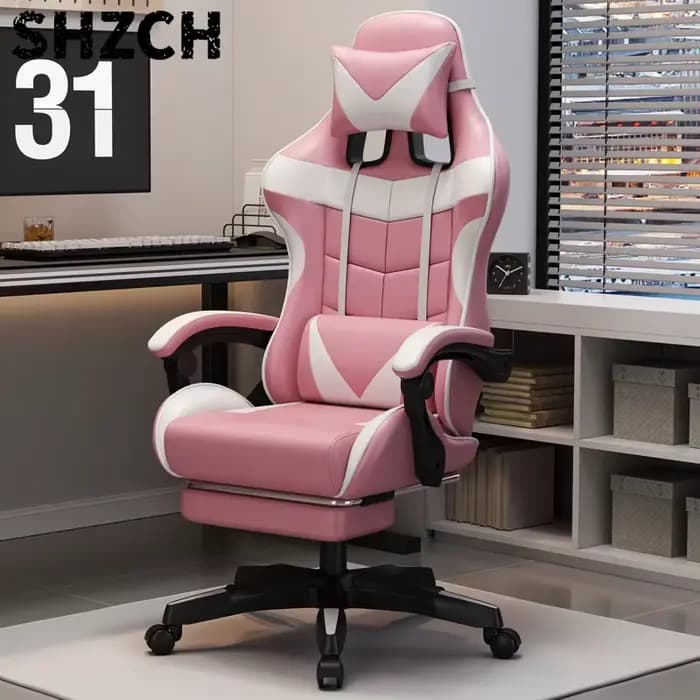 Chaise de jeu ergonomique, chaise de bureau réglable, chaise d'ordinateur pivotante, roulettes silencieuses, support lombaire, siège confortable, pour la maison