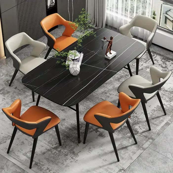 Chaise de salle à manger en cuir de Style français avec dossier, Design creux, adaptée au Clubhouse, hôtel, Restaurant occidental, café, 1 pièce