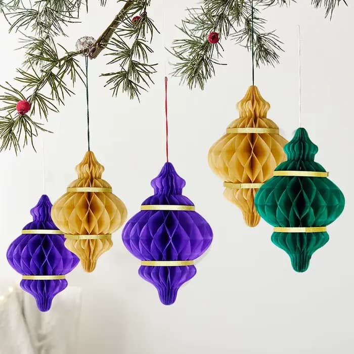 Décoration suspendue de fête Eid Mubarak, lanterne en papier nid d'abeille 3D, bannière de fête du Ramadan, mur musulman islamique, décoration de fête à faire soi-même