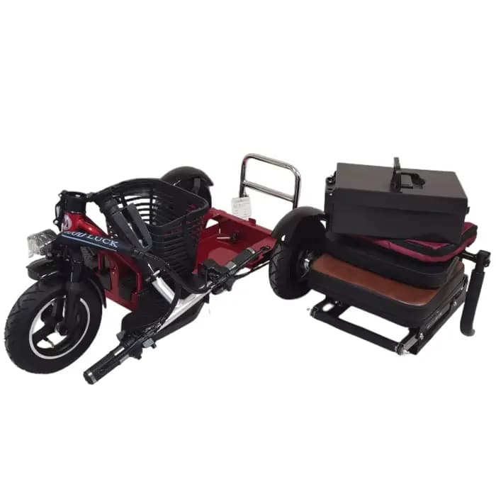 Nouveau Tricycle électrique pliant Senior Scooter double moteur avec siège pour enfants/tige de traction 700W