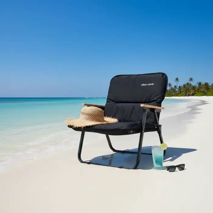 Chaise longue pliante portable pour le camping, mobilier d'extérieur facile à transporter, structure robuste pour le camping et les marchés.