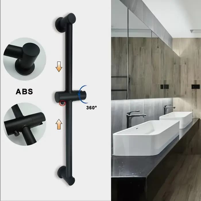 Barre de douche murale à revêtement noir